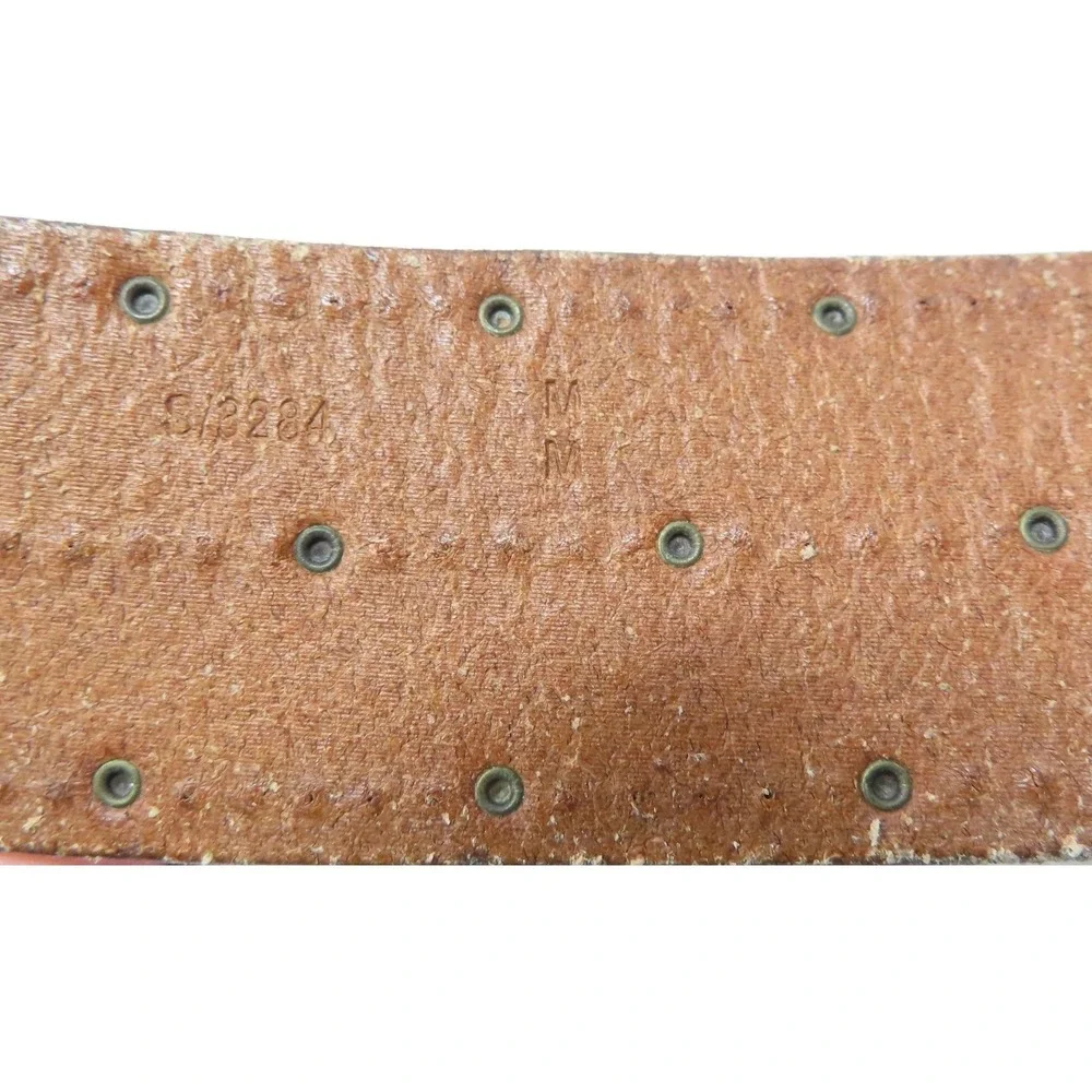 AE Leather Studded Belt Mens Brown Wide Y2K Western Distressed Medium